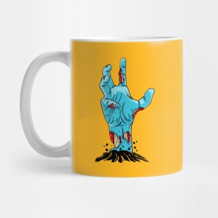 Creepy Zombie Cartoon Hand Rising from the Grave Mug